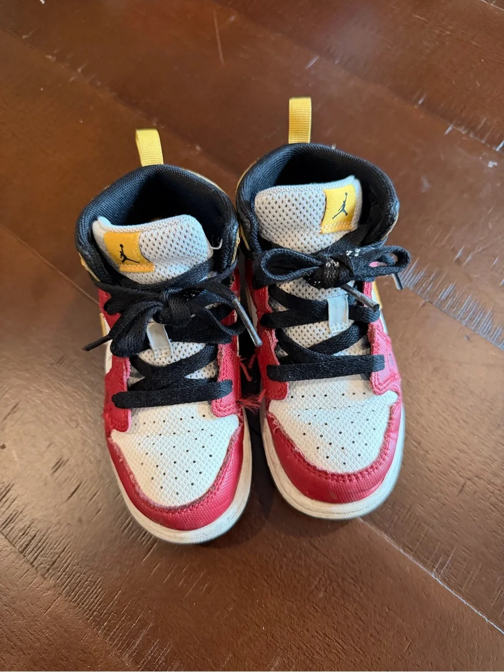 Nike Air Jordan 1 Mid Alt Kids Sneakers Red Yellow White Black